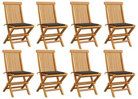 vidaXL Καρέκλες Κήπου 8 τεμ. από Μασίφ Ξύλο Teak με Taupe Μαξιλάρια