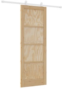 vidaXL Συρόμενη Πόρτα με Σετ Εξαρτημάτων 78x211 cm Συμπαγές Ξύλο Πεύκου