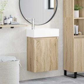 vidaXL Μονάδα μπάνιου με βρύση Sonoma Δρυς 45,5 x 22,5 x 84 εκ