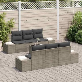vidaXL Σετ Καναπέ Κήπου με μαξιλάρι 7 pcs Γκρι 55 x 55 x 37 εκ