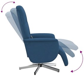 vidaXL Πολυθρόνα Μασάζ Ανακλινόμενη με Υποπόδιο Μπλε Υφασμάτινη