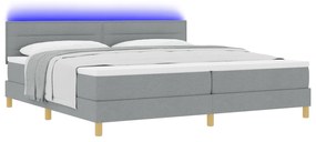 vidaXL Κρεβάτι Κουτιού με Στρώμα & LED Φως Γκρι 200x200 εκ. Ύφασμα