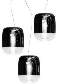 Κρεμαστό Φωτιστικό Οροφής 3xLED 4,2W Dimmable Triac Φυσητό Γυαλί Μεταλιζέ Gong S1 3R Prandina-1A63004510105-Μαύρο 1A63004510105