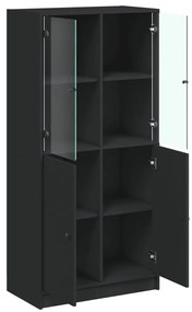vidaXL Ντουλάπα με Πόρτες Μαύρο 68x37x142 εκ. Επεξεργασμένο Ξύλο