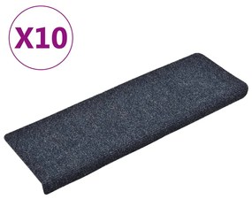 Πατάκια Σκαλιών Αυτοκόλλητα 10 τεμ. Ανθρακί Ορθογώνια Άκρη 65x21x4 εκ.