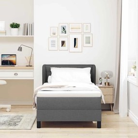 vidaXL Κρεβάτι box spring με στρώμα Σκούρο γκρι 90 x 200 cm ύφασμα