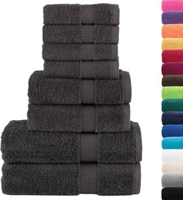 vidaXL Πετσέτες Premium Σετ 8 Τεμ. SOLUND Ανθρακί 600 γρ/μ²