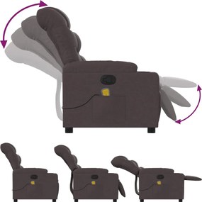 vidaXL Πολυθρόνα Μασάζ Ανακλινόμενη Σκούρο Καφέ Υφασμάτινη