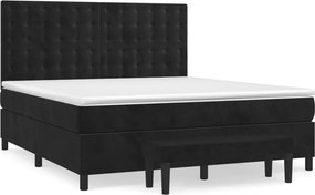 vidaXL Κρεβάτι Boxspring με Στρώμα Μαύρο 180x200 εκ. Βελούδινο