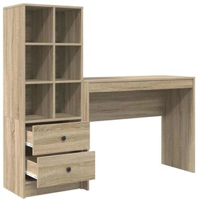 vidaXL Γραφείο με αποθηκευτικό χώρο με συρτάρι 2 pcs Δρύς Sonoma