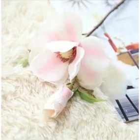 Τεχνητό Υφασμάτινο Λουλούδι Μανόλια 35cm Natural Home Β-56 Εκρού με Ροζ