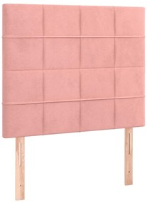 vidaXL Κρεβάτι Boxspring με Στρώμα Ροζ 90x190 εκ. Βελούδινο