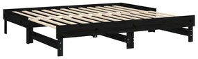 vidaXL Καναπές Κρεβάτι Συρόμενος Μαύρος 2x(90x190) εκ. από Μασίφ Πεύκο