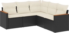 vidaXL Patio Sofa Set 5-θέσια Black and Cream