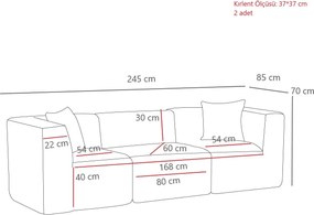 Τριθέσιος Καναπές Γκρι RAKS 85x245x70