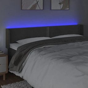 Κεφαλάρι Κρεβατιού LED Σκούρο Γκρι 183x16x78/88 εκ. Βελούδινο - Γκρι