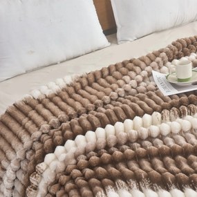 Κουβέρτα Fleece-Δίχρωμο Ριγέ Καφέ flc11 - 2.20x2.40