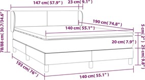 vidaXL Κρεβάτι Boxspring με Στρώμα Γκρι 140x190εκ. από Συνθετικό Δέρμα