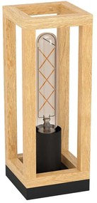 Φωτιστικό Επιτραπέζιο Nafferton 43746 10x10x28cm 1xΕ27 40W Black-Brown Eglo Steel,Wood