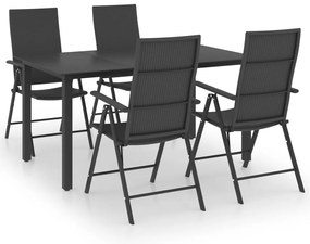 vidaXL Σετ Τραπεζαρίας Κήπου 5 Τεμαχίων Μαύρο