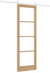 vidaXL Συρόμενη Πόρτα Καφέ 78 x 232 cm Μασίφ ξύλο πεύκου