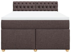 vidaXL Κρεβάτι Boxspring με Στρώμα Σκούρο Καφέ 160x200 εκ Υφασμάτινο