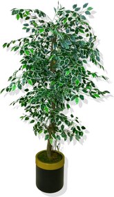 Τεχνητό δέντρο Ficus με χρυσή γωνιακή γλάστρα Πολύχρωμο 30x25x151 cm