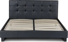 Κρεβάτι Sissy Megapap από τεχνόδερμα χρώμα μαύρο 160x200εκ.