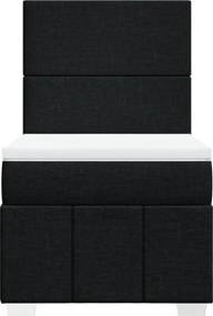 vidaXL Κρεβάτι Boxspring με Στρώμα Μαύρο 90x190 εκ.Υφασμάτινο