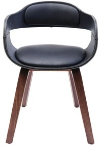 Καρέκλα Costa Walnut Δερματίνη Μαύρη 52x50x71.5εκ - Μαύρο