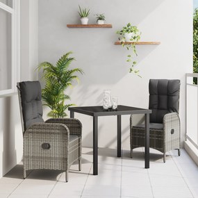vidaXL Σετ 3 κομματιών Dining Set Κήπου Γκρι Πολυρεντάν