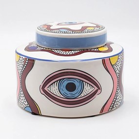 Διακοσμητικό Μπωλ Κεραμικό Με Καπάκι 819-00194 16x16x12,3cm White-Multi Estheti Home Κεραμικό