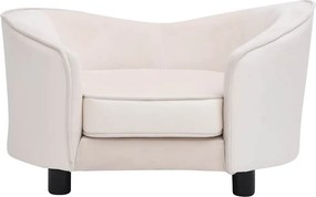 vidaXL Καναπές-Κρεβάτι Σκύλου Κρεμ 69x49x40 εκ. Βελουτέ/Συνθετ. Δέρμα