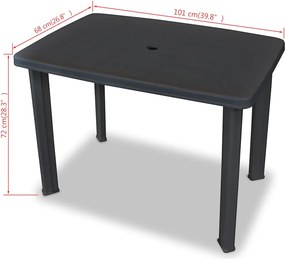 vidaXL Τραπέζι Κήπου Ανθρακί 101 x 68 x 72 εκ. Πλαστικό