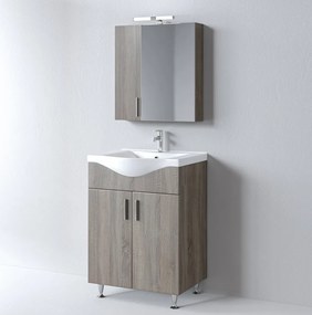 Martin Siena 65 Sonoma Dark - Πάγκος με Νιπτήρα &amp; Καθρέπτη