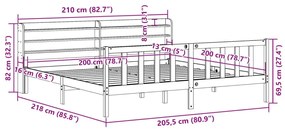 Πλαίσιο Κρεβατιού με Κεφαλάρι 200x200 εκ Μασίφ Ξύλο Πεύκου - Καφέ