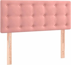 vidaXL Κρεβάτι Boxspring με Στρώμα &amp; LED Ροζ 80 x 200 εκ. Βελούδινο