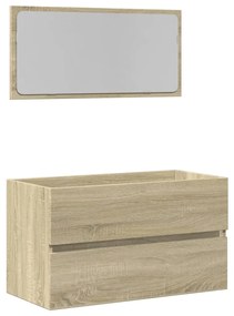 Ντουλάπι Μπάνιου με Καθρέφτη Sonoma δρυς 80x38,5x45 εκ. - Καφέ