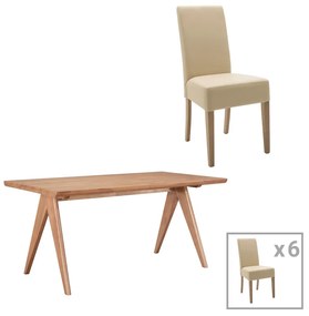 Intrahome Τραπεζαρία ROCKYA-Winslow A Intrahome σετ 7τμχ ξύλο rubberwood σε ανοιχτό καρυδί χρώμα 180x85x75εκ | SKU: INTRAPA-311112168