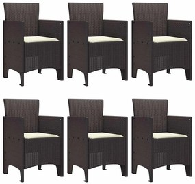 vidaXL Σέτ φαγητού για κήπο 7 pcs Καφέ Rattan Polt