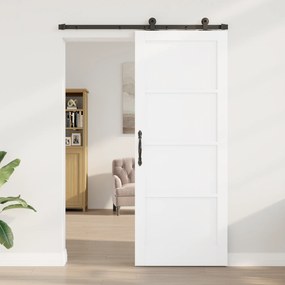 vidaXL Συρόμενη Πόρτα με Σετ Εξαρτημάτων 'ORKDAL' Λευκή Συμπαγές Ξύλο Πεύκο