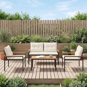 vidaXL Σετ Εξωτερικών Επίπλων 4 pcs Λευκό κρεμ συνθετικό ρατάν