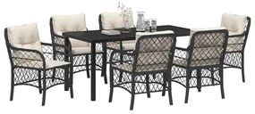 vidaXL Σέτ φαγητού για κήπο με μαξιλάρι 7 pcs Μαύρο Πολυ ράταν