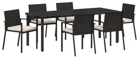 vidaXL Σετ Εξωτερικής Τραπεζαρίας 7 Τεμαχίων Μαύρο Συνθετικό Ρατάν