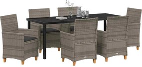 vidaXL Σέτ φαγητού για κήπο 7 pcs Γκρι συνθετικό ρατάν