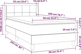 vidaXL Κρεβάτι Boxspring με Στρώμα Μαύρο 90x200 εκ. Βελούδινο