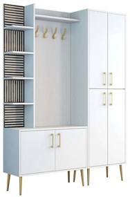 Έπιπλο Εισόδου Viyana 845HCT5525 150x35x202cm White-Gold Particle Board, Melamine