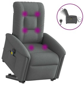 Πολυθρόνα Μασάζ Ηλεκ. Ανακλινόμενη Ανύψωση Σκ. Γκρι Υφασμάτινη
