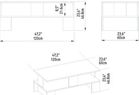 Τραπέζι σαλονιού Olly pakoworld λευκό 120x60x47εκ