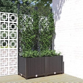 vidaXL Ζαρντινιέρα Κήπου με Καφασωτό Μαύρο 80 x 40 x 136 εκ. από PP